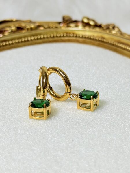 DAINTY GREEN STUDED HOOPS