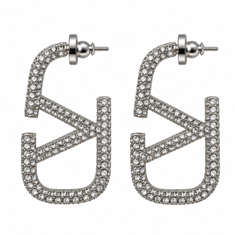 STUDED V LOGO EARRINGS